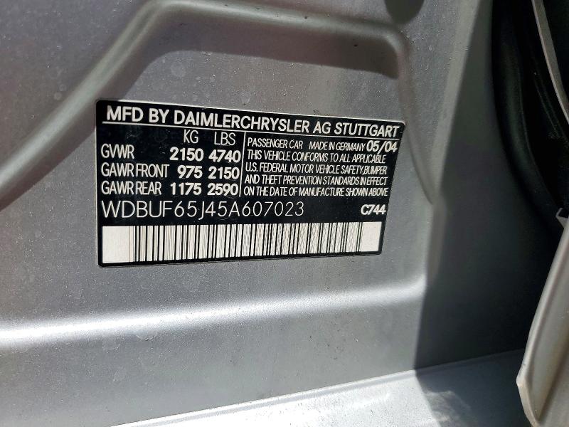 2005 Mercedes-benz E მანქანა იყიდება აუქციონზე, vin: WDBUF65J45A607023, აუქციონის ნომერი: 56829676