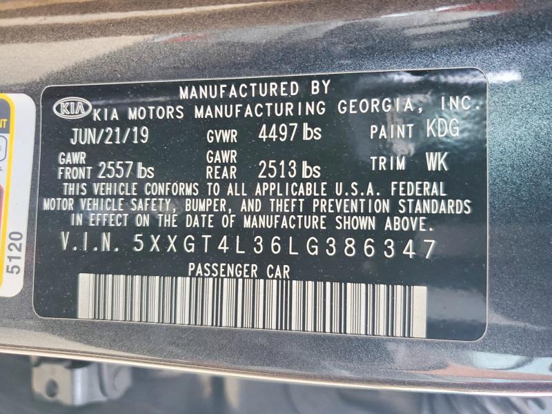 Продаж на аукціоні авто 2020 Kia Optima, vin: 5XXGT4L36LG386347, номер лоту: 56856666