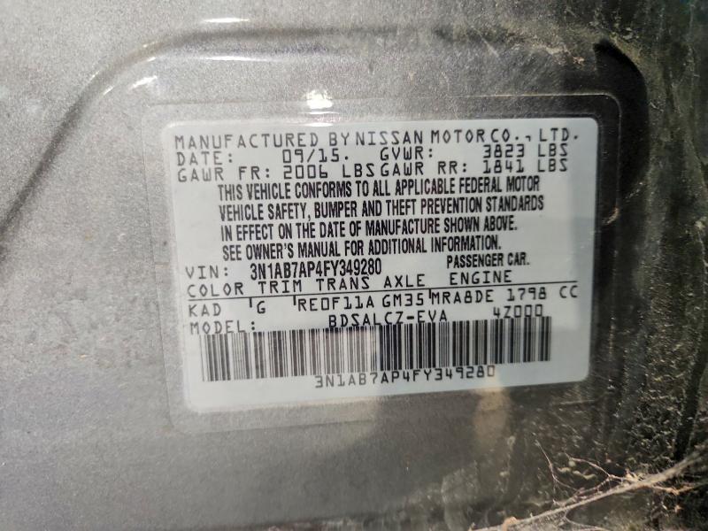 56464956 :رقم المزاد ، 3N1AB7AP4FY349280 vin ، 2015 Nissan Sentra مزاد بيع