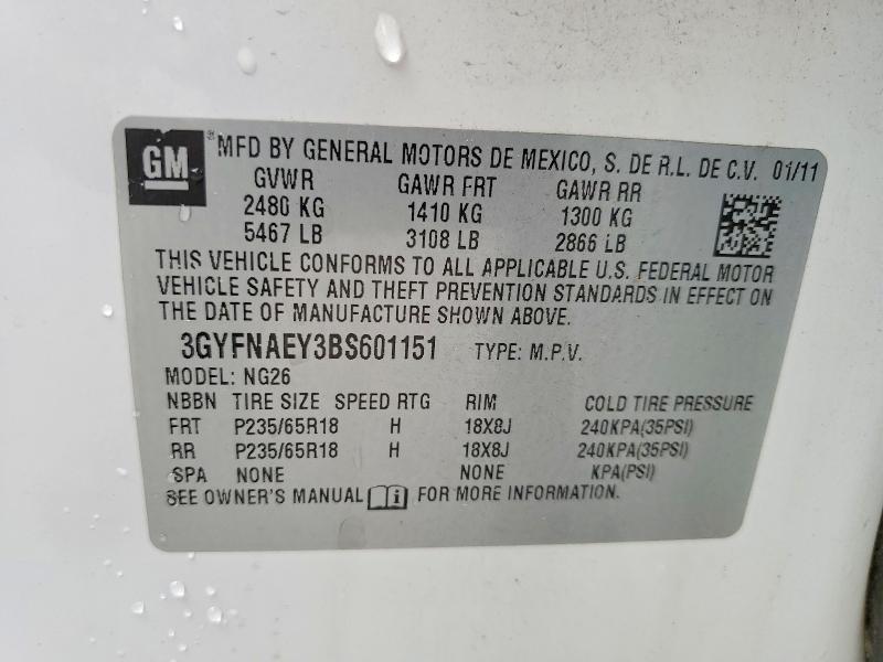 2011 Cadillac Srx მანქანა იყიდება აუქციონზე, vin: 3GYFNAEY3BS601151, აუქციონის ნომერი: 56759306