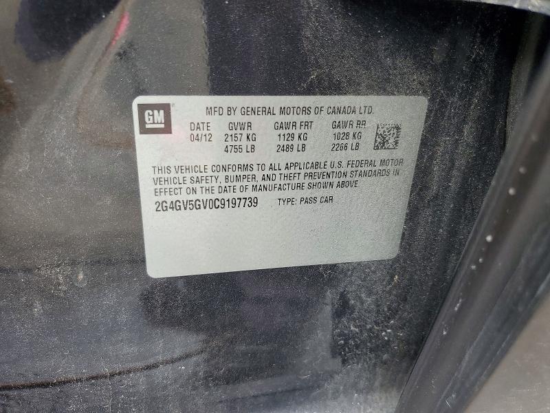 Продаж на аукціоні авто 2012 Buick Regal, vin: 2G4GV5GV0C9197739, номер лоту: 55864976