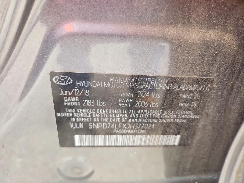 Продаж на аукціоні авто 2018 Hyundai Elantra, vin: 5NPD74LFXJH377024, номер лоту: 55849106