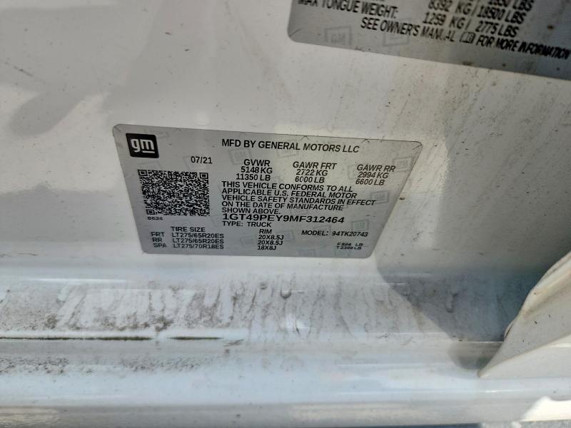 57839996 :رقم المزاد ، 1GT49PEY9MF312464 vin ، 2021 Gmc Sierra مزاد بيع