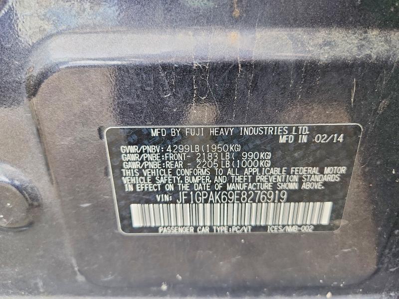 Aukcja sprzedaży 2014 Subaru Impreza, vin: JF1GPAK69E8276919, numer aukcji: 59109356