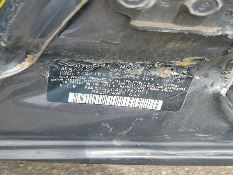 2009 Hyundai Elantra მანქანა იყიდება აუქციონზე, vin: KMHDU46D49U747951, აუქციონის ნომერი: 58006596