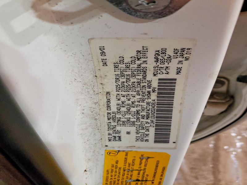 57631056 :رقم المزاد ، JTJHF10UX20240814 vin ، 2002 Lexus Rx مزاد بيع