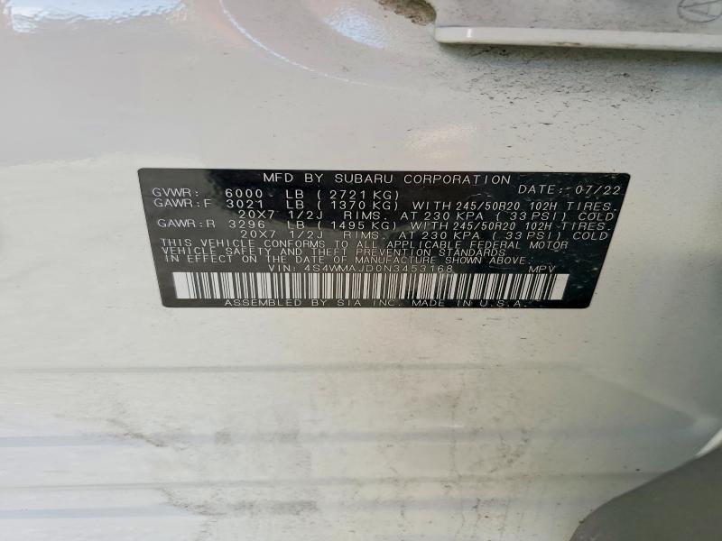Продаж на аукціоні авто 2022 Subaru Ascent, vin: 4S4WMAJD0N3453168, номер лоту: 55198086