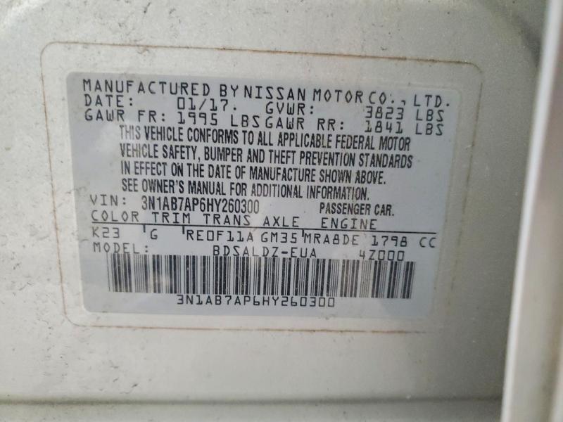 57421836 :رقم المزاد ، 3N1AB7AP6HY260300 vin ، 2017 Nissan Sentra مزاد بيع