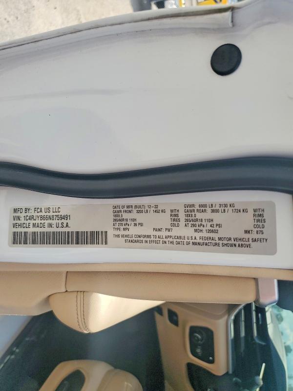 Продаж на аукціоні авто 2022 Jeep Grand Cherokee, vin: 1C4RJYB66N8759491, номер лоту: 56690106