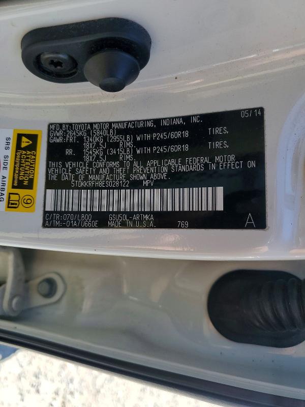 Продаж на аукціоні авто 2014 Toyota Highlander, vin: 5TDKKRFH8ES028122, номер лоту: 53995066