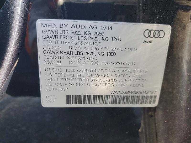 Aukcja sprzedaży 2015 Audi Q5, vin: WA1DGBFPXFA049197, numer aukcji: 56121186