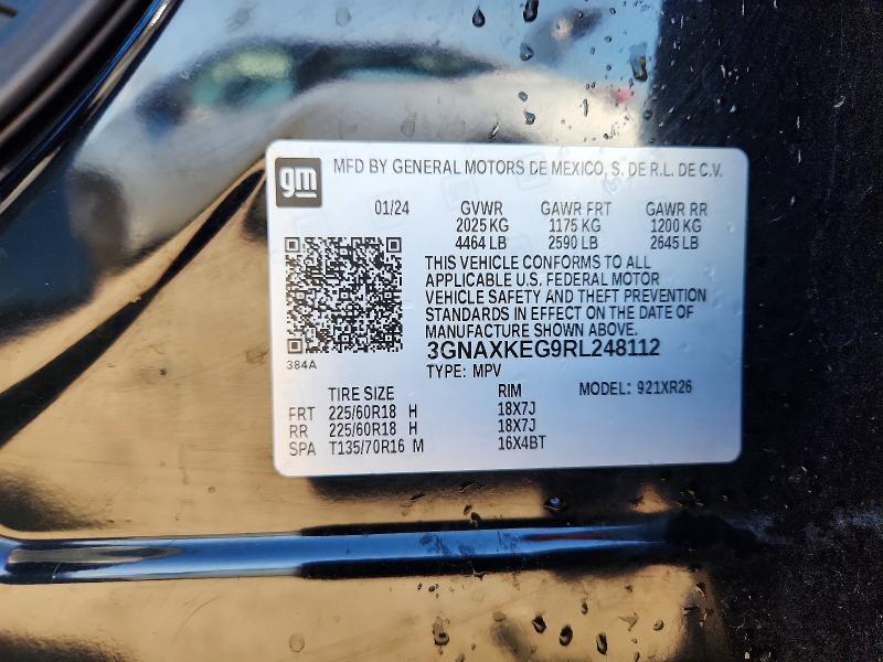 55145596 :رقم المزاد ، 3GNAXKEG9RL248112 vin ، 2024 Chevrolet Equinox مزاد بيع