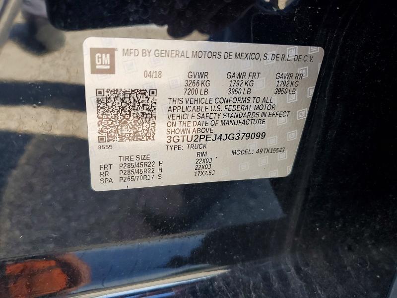 2018 Gmc Sierra მანქანა იყიდება აუქციონზე, vin: 3GTU2PEJ4JG379099, აუქციონის ნომერი: 57570306