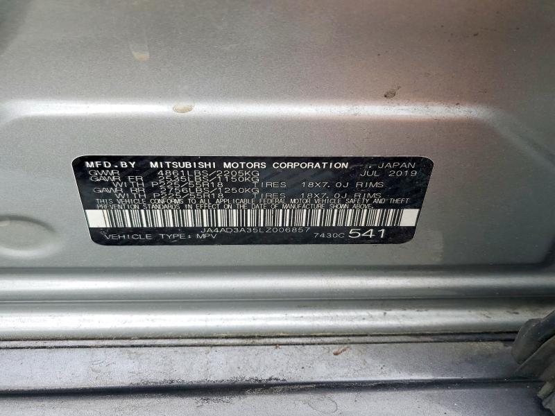 Продаж на аукціоні авто 2020 Mitsubishi Outlander, vin: JA4AD3A35LZ006857, номер лоту: 55996396
