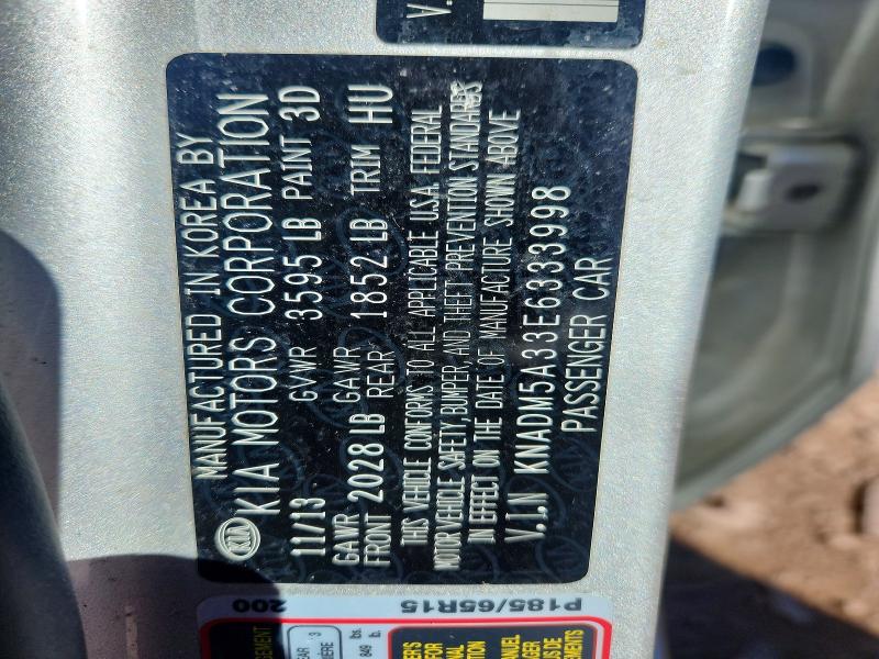 Auction sale of the 2014 Kia Rio, vin: KNADM5A33E6333998, lot number: 58447536