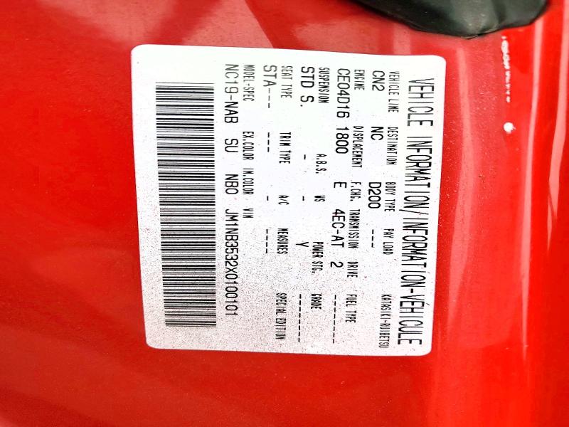 58115846 :رقم المزاد ، JM1NB3532X0100101 vin ، 1999 Mazda Mx-5 Miata مزاد بيع