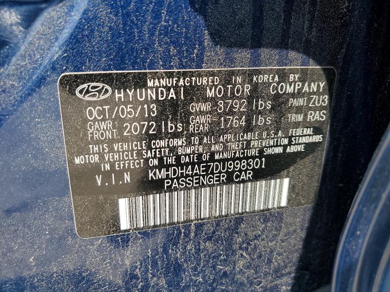 Aukcja sprzedaży 2013 Hyundai Elantra, vin: KMHDH4AE7DU998301, numer aukcji: 56246306