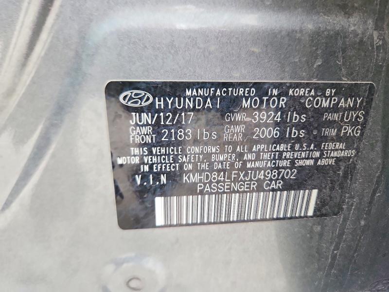 Продажа на аукционе авто 2018 Hyundai Elantra, vin: KMHD84LFXJU498702, номер лота: 57916166