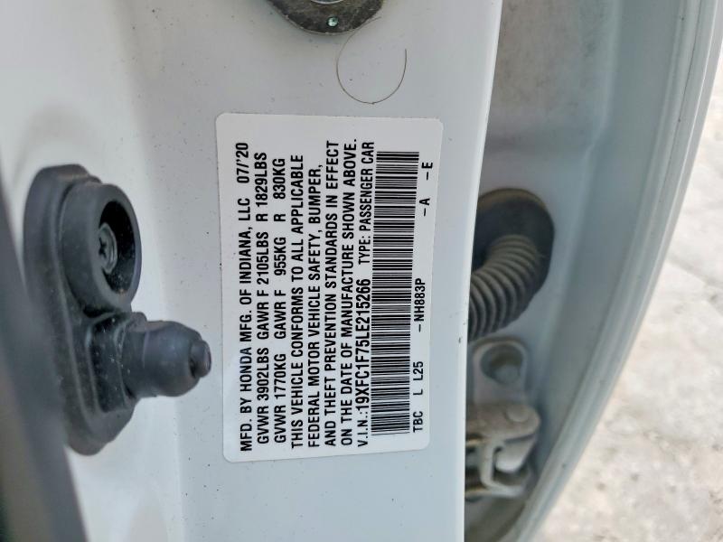 54967206 :رقم المزاد ، 19XFC1F75LE215266 vin ، 2020 Honda Civic مزاد بيع