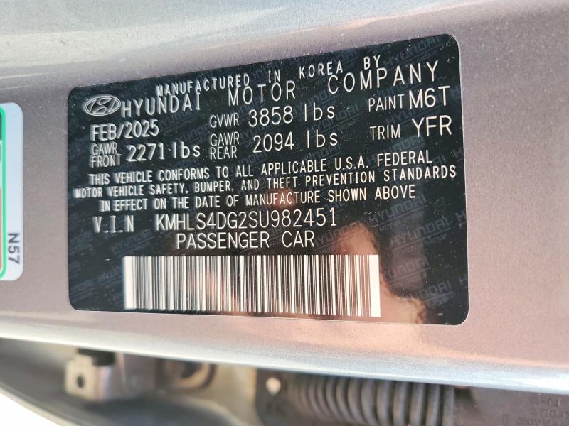 Продажа на аукционе авто 2025 Hyundai Elantra, vin: KMHLS4DG2SU982451, номер лота: 58360546