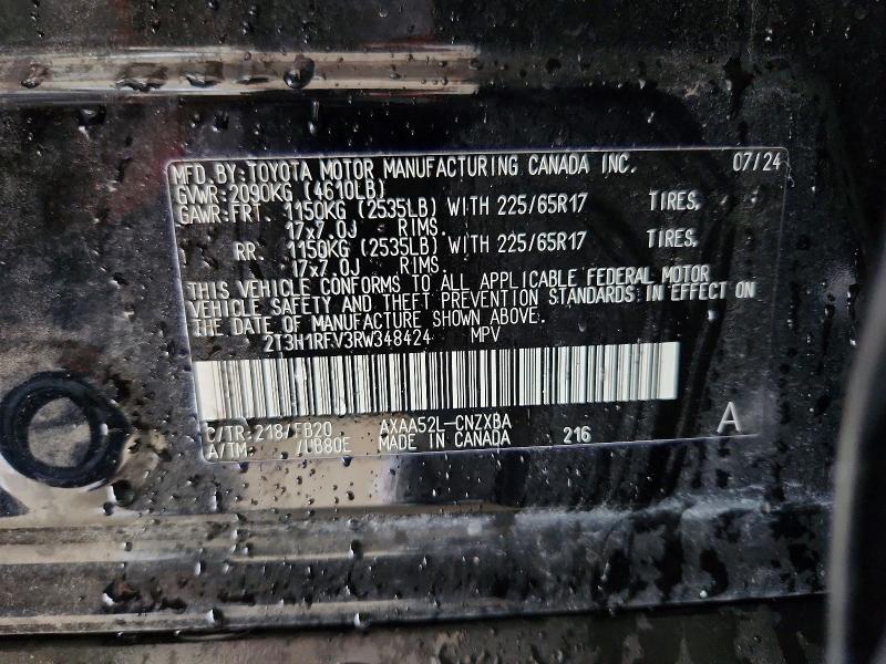 Aukcja sprzedaży 2024 Toyota Rav4, vin: 2T3H1RFV3RW348424, numer aukcji: 56115646