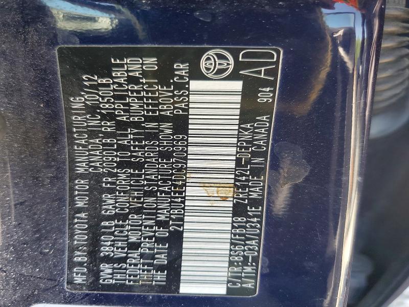 55683976 :رقم المزاد ، 2T1BU4EE4DC970969 vin ، 2013 Toyota Corolla مزاد بيع