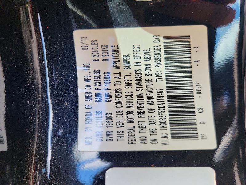 2013 Honda Accord მანქანა იყიდება აუქციონზე, vin: 1HGCR2F52DA119462, აუქციონის ნომერი: 57535796