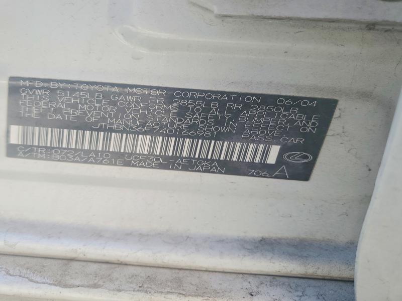 Aukcja sprzedaży 2004 Lexus Ls430, vin: JTHBN36F740166981, numer aukcji: 55394676