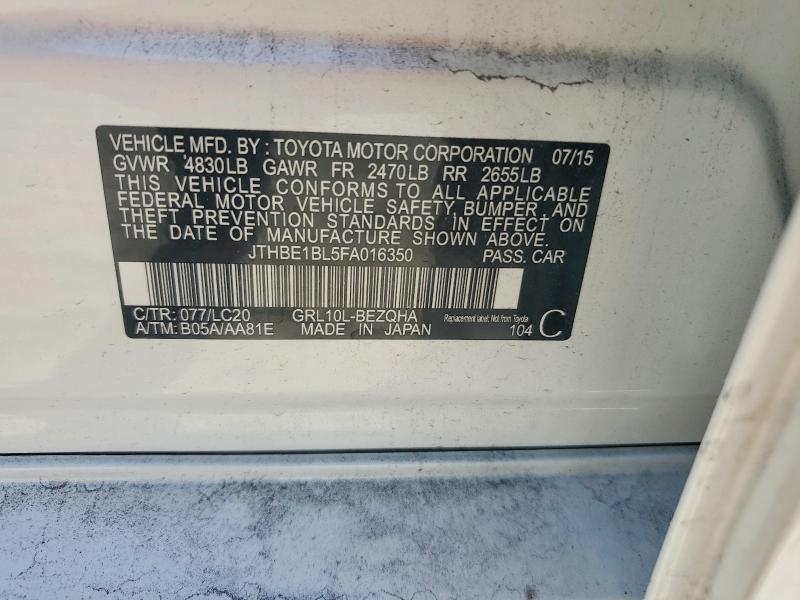 Продаж на аукціоні авто 2015 Lexus Gs, vin: JTHBE1BL5FA016350, номер лоту: 58161716