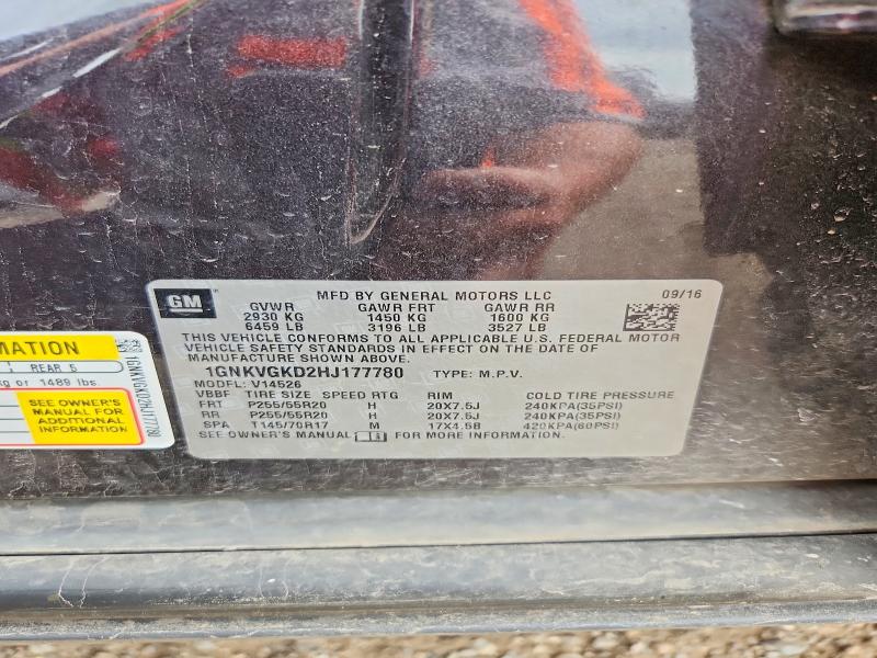 Продаж на аукціоні авто 2017 Chevrolet Traverse, vin: 1GNKVGKD2HJ177780, номер лоту: 58773316