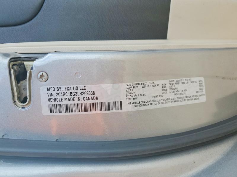 2020 Chrysler Pacifica მანქანა იყიდება აუქციონზე, vin: 2C4RC1BG3LR269358, აუქციონის ნომერი: 56355746