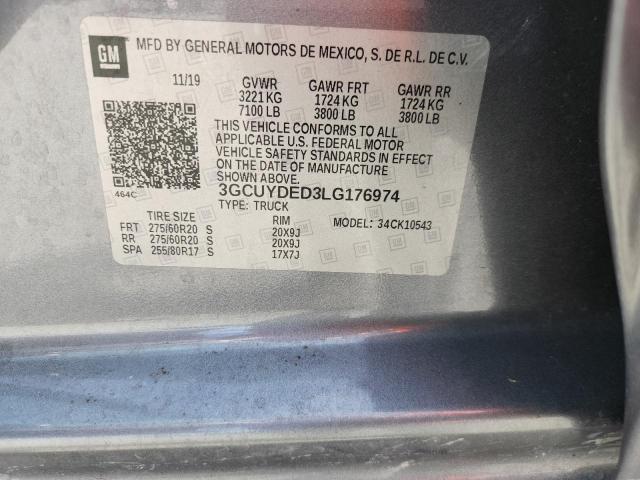 2020 Chevrolet Silverado მანქანა იყიდება აუქციონზე, vin: 3GCUYDED3LG176974, აუქციონის ნომერი: 57891456