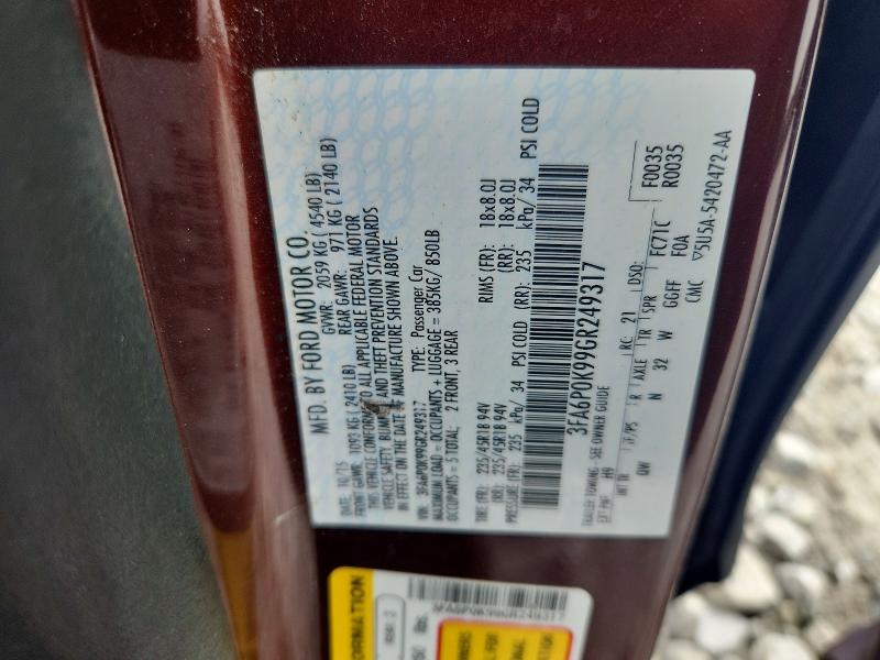 Продажа на аукционе авто 2016 Ford Fusion, vin: 3FA6P0K99GR249317, номер лота: 56461376