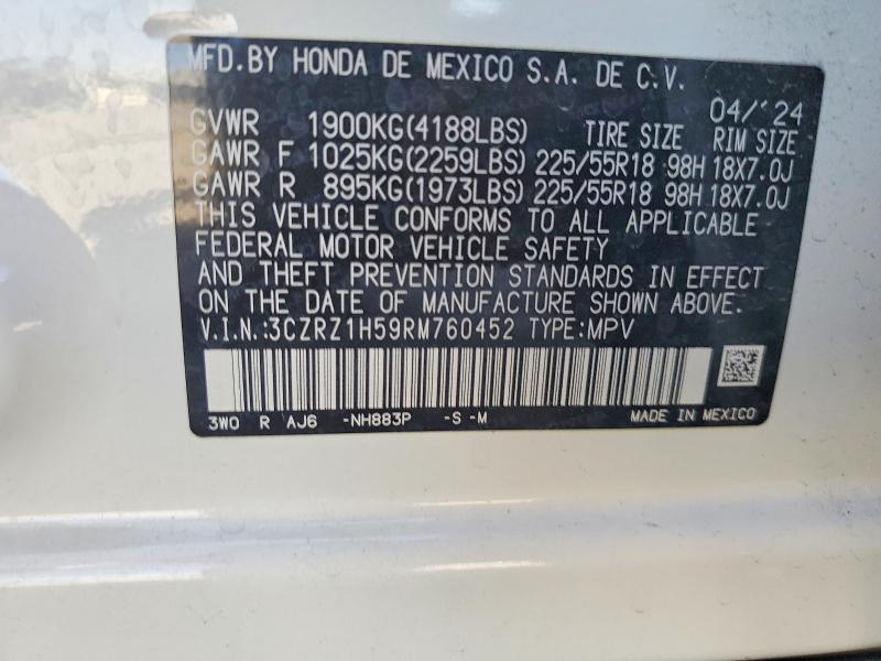 57201506 :رقم المزاد ، 3CZRZ1H59RM760452 vin ، 2024 Honda Hr-v مزاد بيع