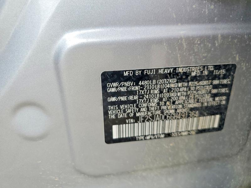 Продаж на аукціоні авто 2016 Subaru Forester, vin: JF2SJADC6GH491364, номер лоту: 58041566