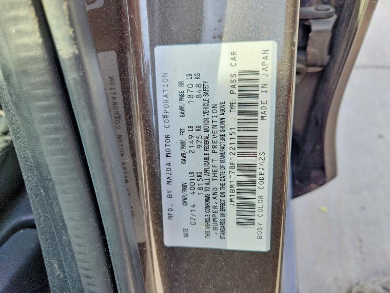 2015 Mazda 3 მანქანა იყიდება აუქციონზე, vin: JM1BM1T78F1221151, აუქციონის ნომერი: 56254546