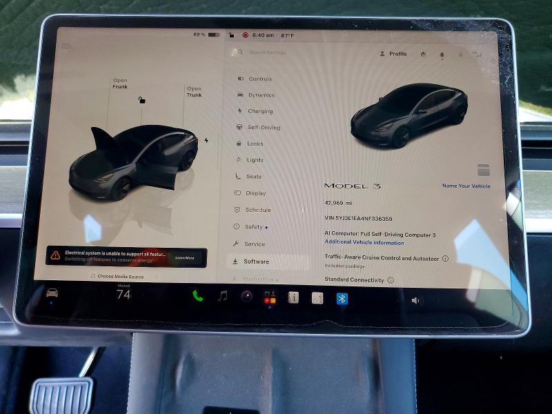57166356 :رقم المزاد ، 5YJ3E1EA4NF336359 vin ، 2022 Tesla Model 3 مزاد بيع