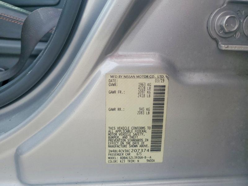56363816 :رقم المزاد ، 1N4BL4CV3KC207374 vin ، 2019 Nissan Altima مزاد بيع