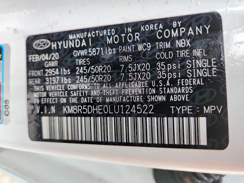 Продажа на аукционе авто 2020 Hyundai Palisade, vin: KM8R5DHE0LU124522, номер лота: 58834146