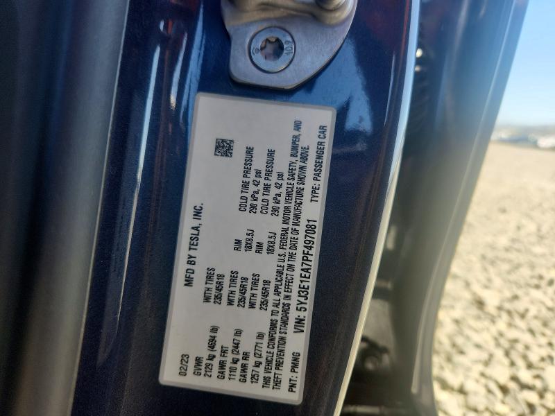 Aukcja sprzedaży 2023 Tesla Model 3, vin: 5YJ3E1EA7PF497081, numer aukcji: 56068566
