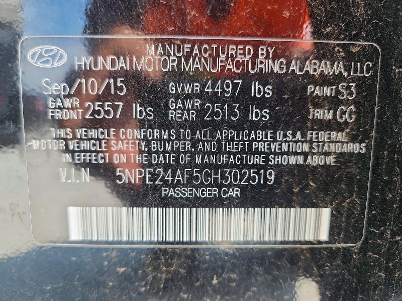 Aukcja sprzedaży 2016 Hyundai Sonata, vin: 5NPE24AF5GH302519, numer aukcji: 58261066