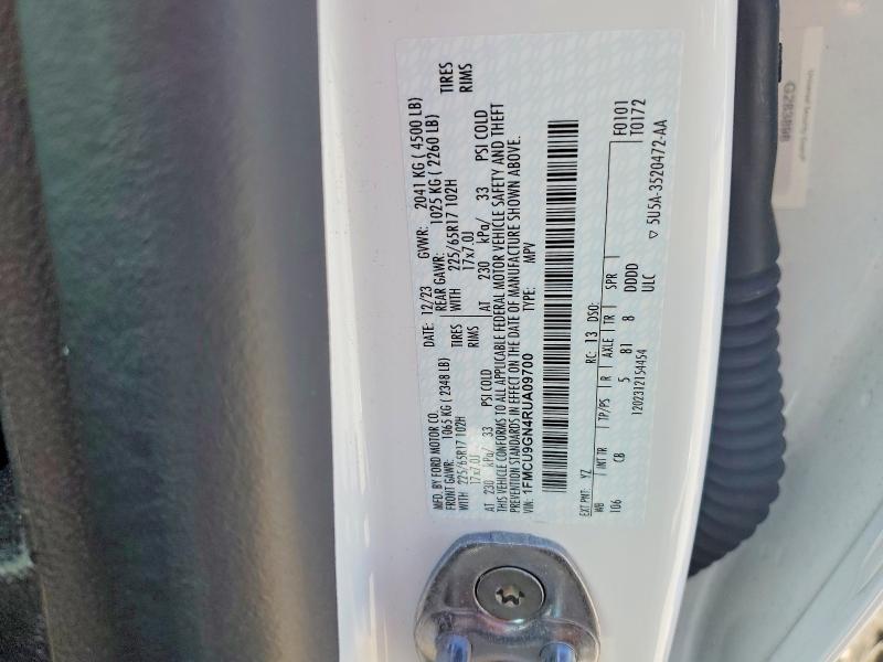 2024 Ford Escape მანქანა იყიდება აუქციონზე, vin: 1FMCU9GN4RUA09700, აუქციონის ნომერი: 57834926