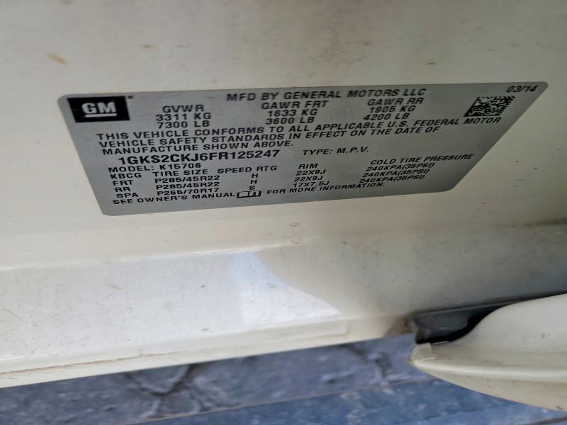 85448865 :رقم المزاد ، 1GKS2CKJ6FR125247 vin ، 2015 Gmc Yukon مزاد بيع
