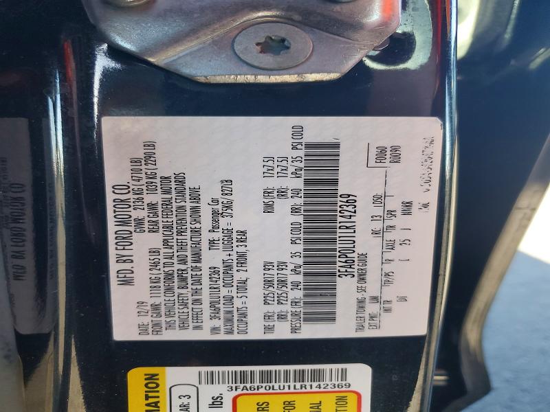 2020 Ford Fusion მანქანა იყიდება აუქციონზე, vin: 3FA6P0LU1LR142369, აუქციონის ნომერი: 56812506