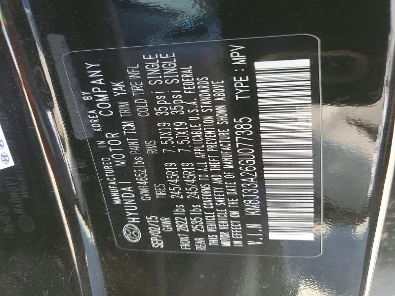 55876226 :رقم المزاد ، KM8J33A26GU077385 vin ، 2016 Hyundai Tucson مزاد بيع