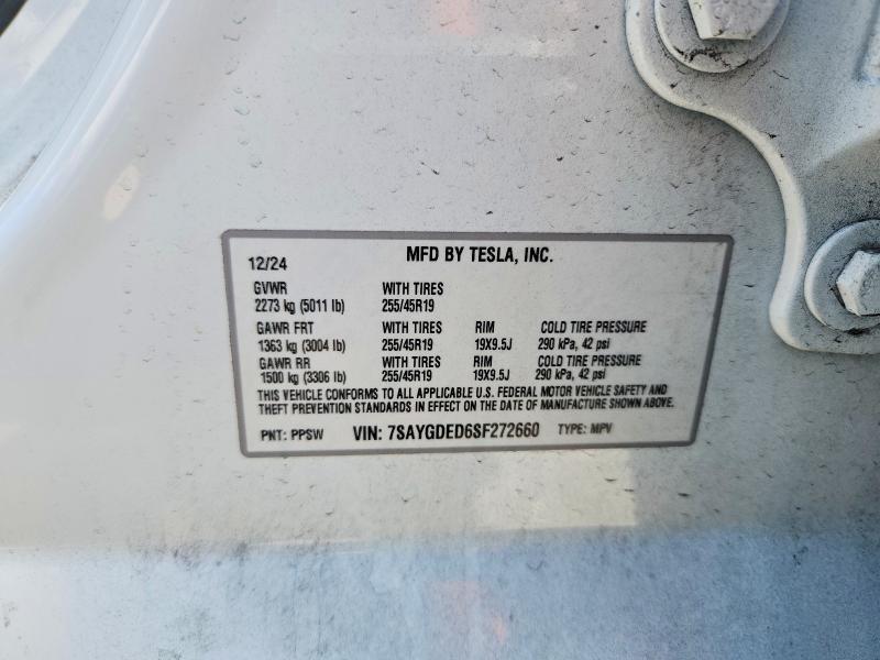 Продаж на аукціоні авто 2025 Tesla Model Y, vin: 7SAYGDED6SF272660, номер лоту: 58611066