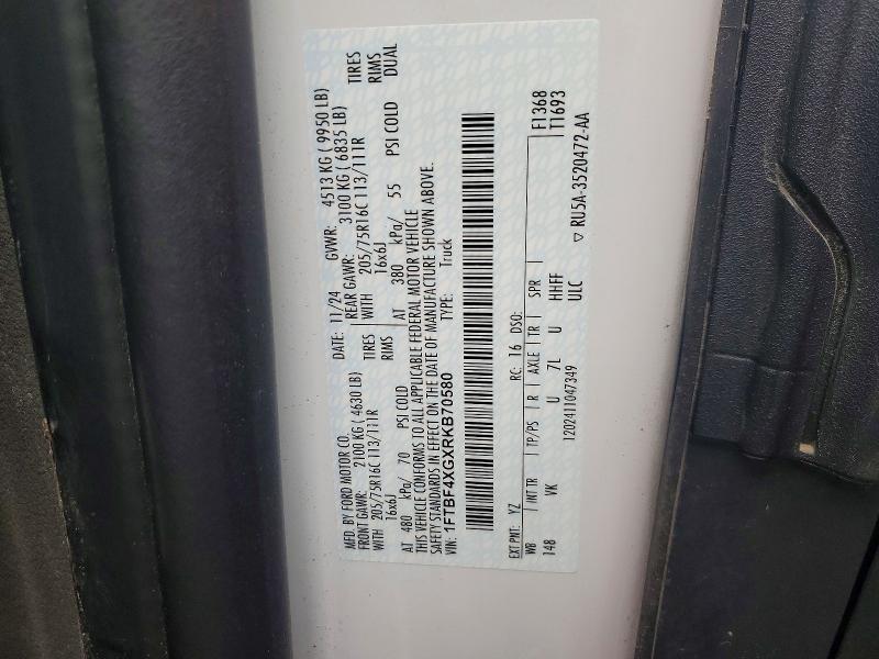 Продажа на аукционе авто 2024 Ford Transit, vin: 1FTBF4XGXRKB70580, номер лота: 55274566