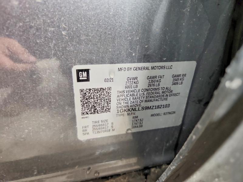 58607376 :رقم المزاد ، 1GKKNLLS9MZ182103 vin ، 2021 Gmc Acadia مزاد بيع