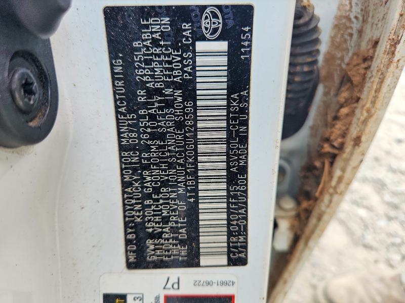 2016 Toyota Camry მანქანა იყიდება აუქციონზე, vin: 4T1BF1FK0GU128596, აუქციონის ნომერი: 57222326