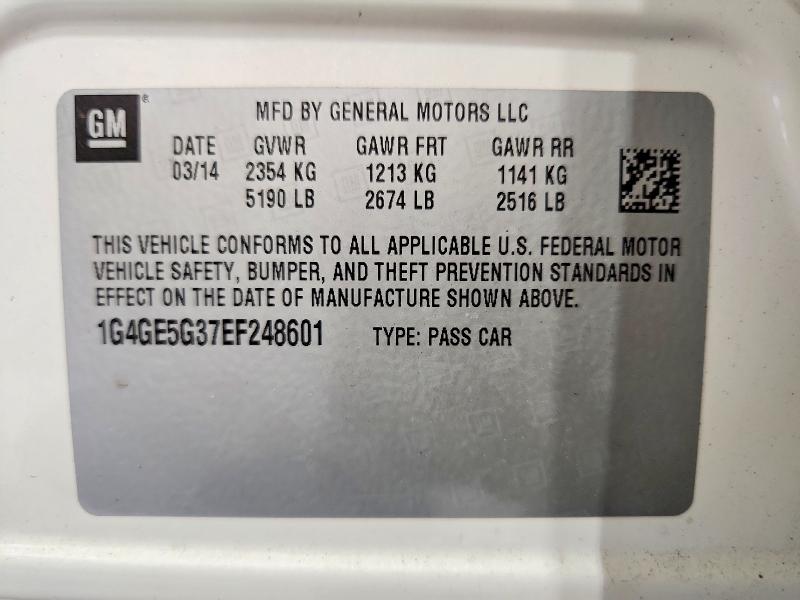 Aukcja sprzedaży 2014 Buick Lacrosse, vin: 1G4GE5G37EF248601, numer aukcji: 58430386